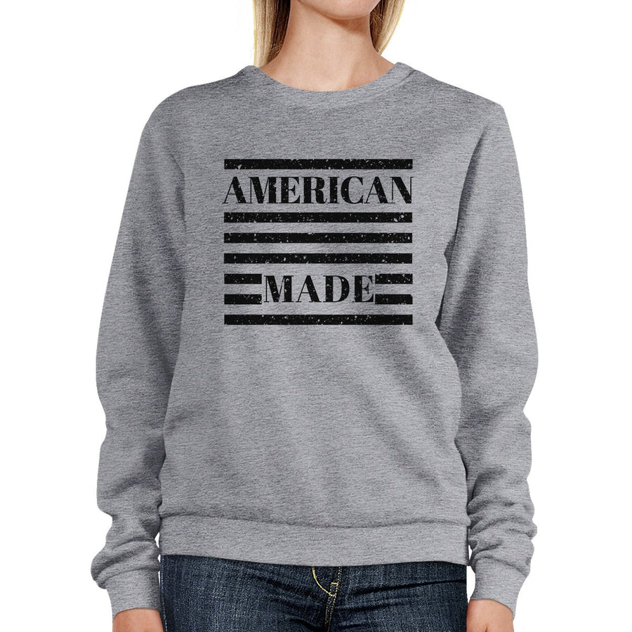 American Made Unisex Grey Graphic Sweatshirt For Fourth Of July