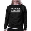 Heart 'Merica Cute American Flag Design Sweatshirt Black Round Neck