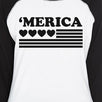 'Merica With Heart Womens Cotton Cute Raglan Tee For 4th Of July