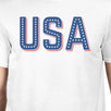USA With Stars Simple Graphic Tee White Round Neck T-Shirt For Men