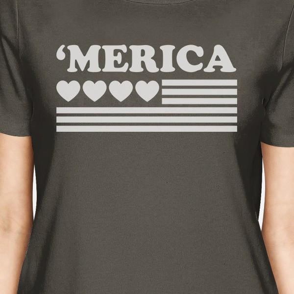 Heart American Flag Unique Independence Day Tee Shirt For Women