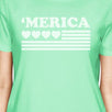 Heart American Flag Womens Short Sleeve Cotton Tee For 4th Of July