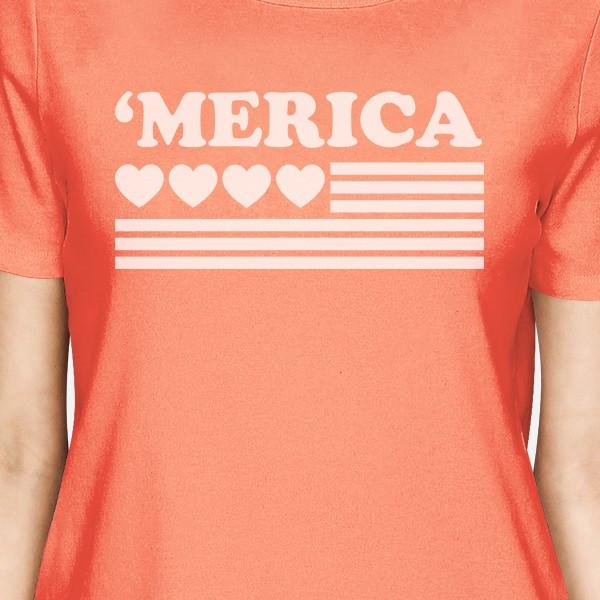 Heart American Flag Cute 4th Of July Decorative T Shirt For Women