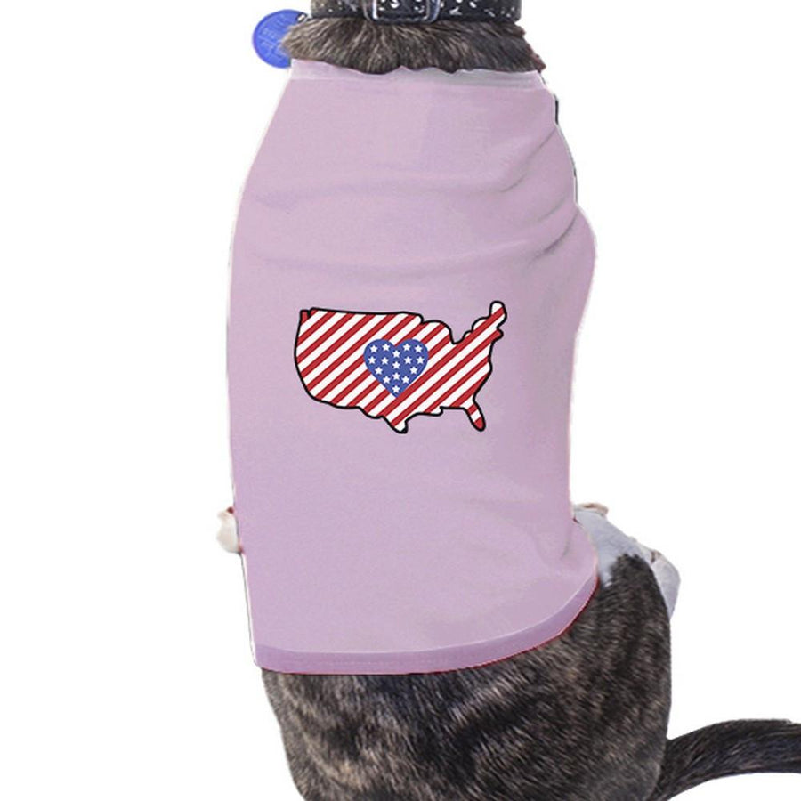 American Flag Pattern USA Map Graphic Pink Shirt For Small Pet Only