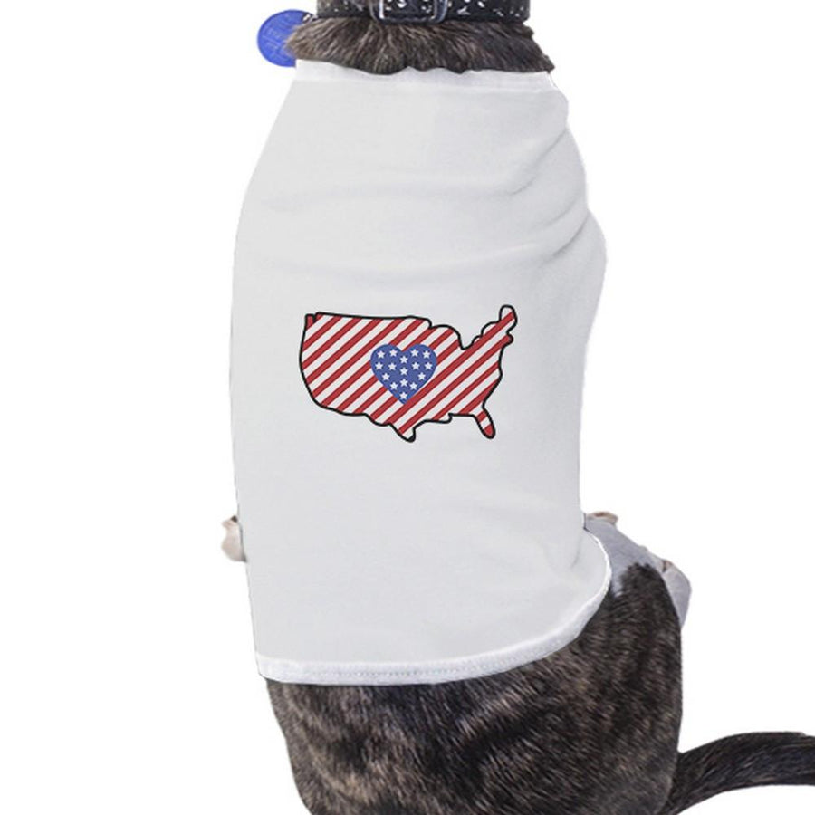 American Flag USA Map Cute 4th of July Decorative Small Pet Shirt