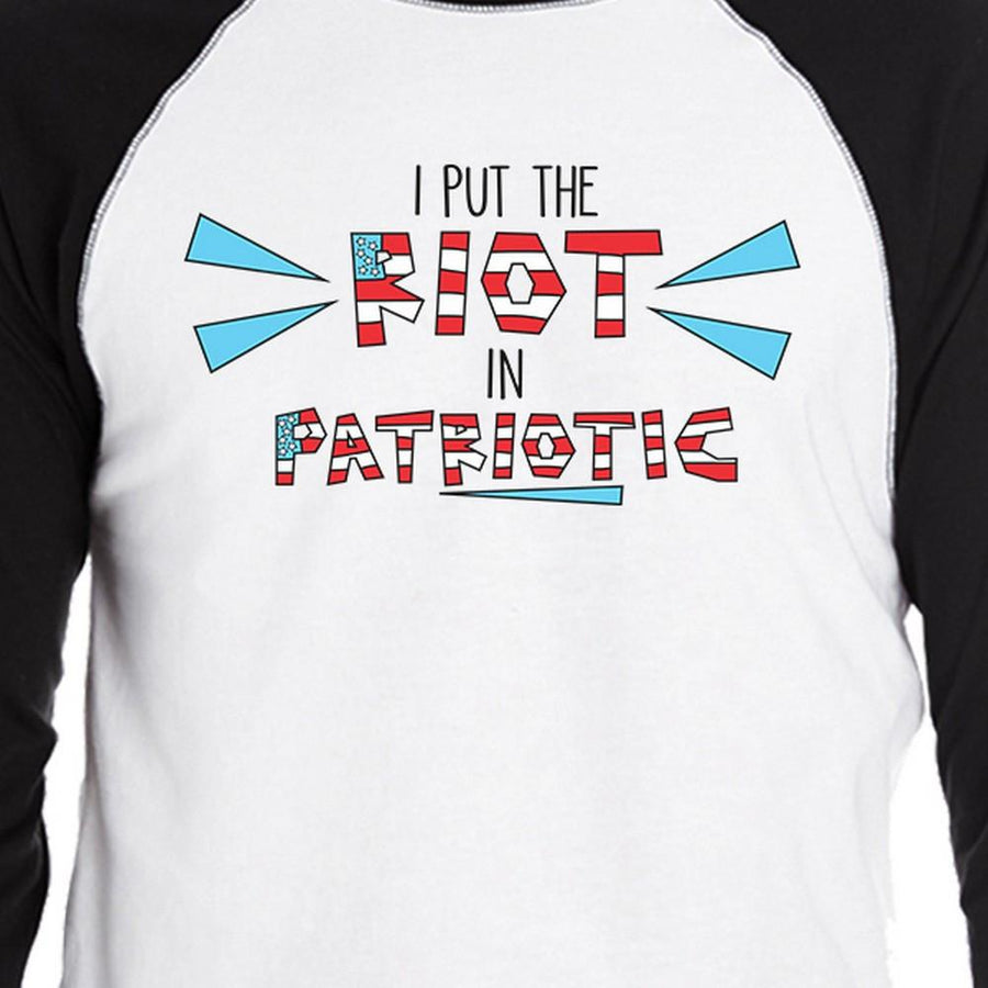 I Put The Riot In Patriotic Mens Funny Baseball T-Shirt 3/4 Sleeve