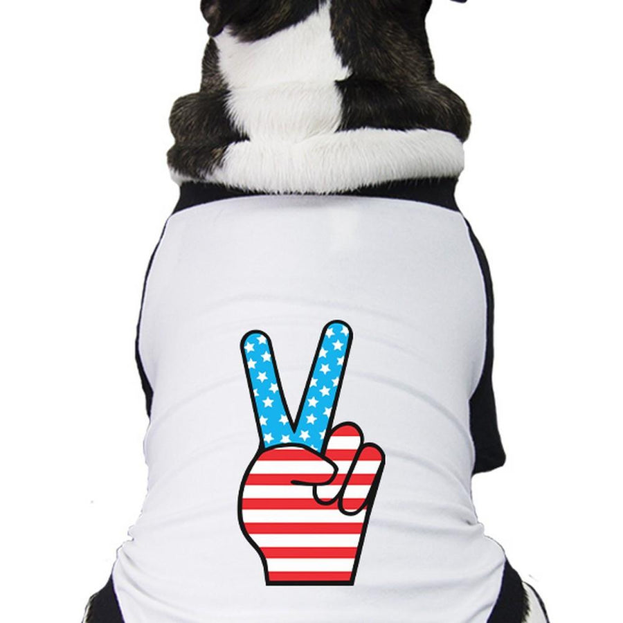 American Flag Peace Sign Independence Day Small Pets Baseball Tee