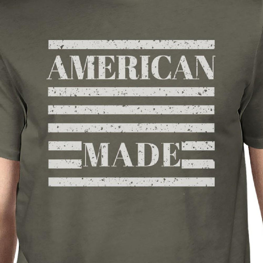 American Made Mens Dark Grey T Shirt Vintage Printing Graphic Shirt