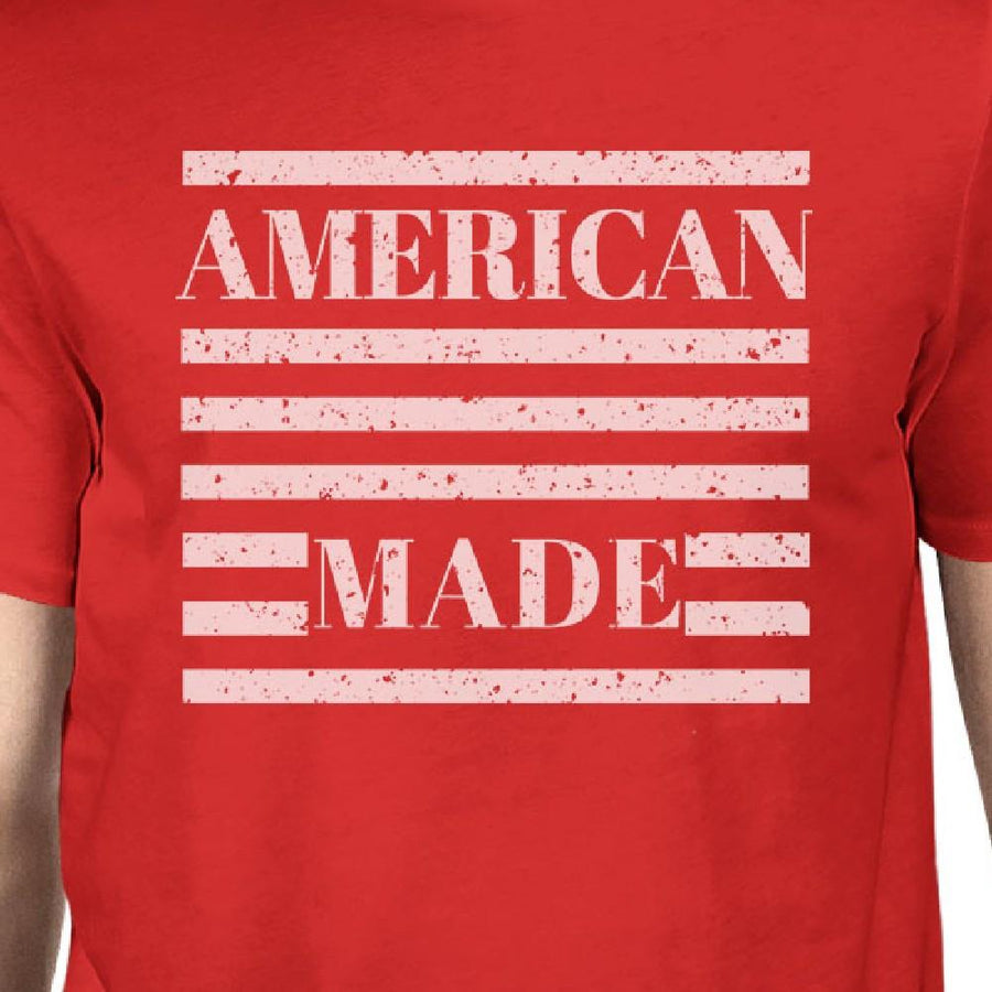 American Made Mens Red Crewneck T-Shirt Gifts Ideas For 4th Of July