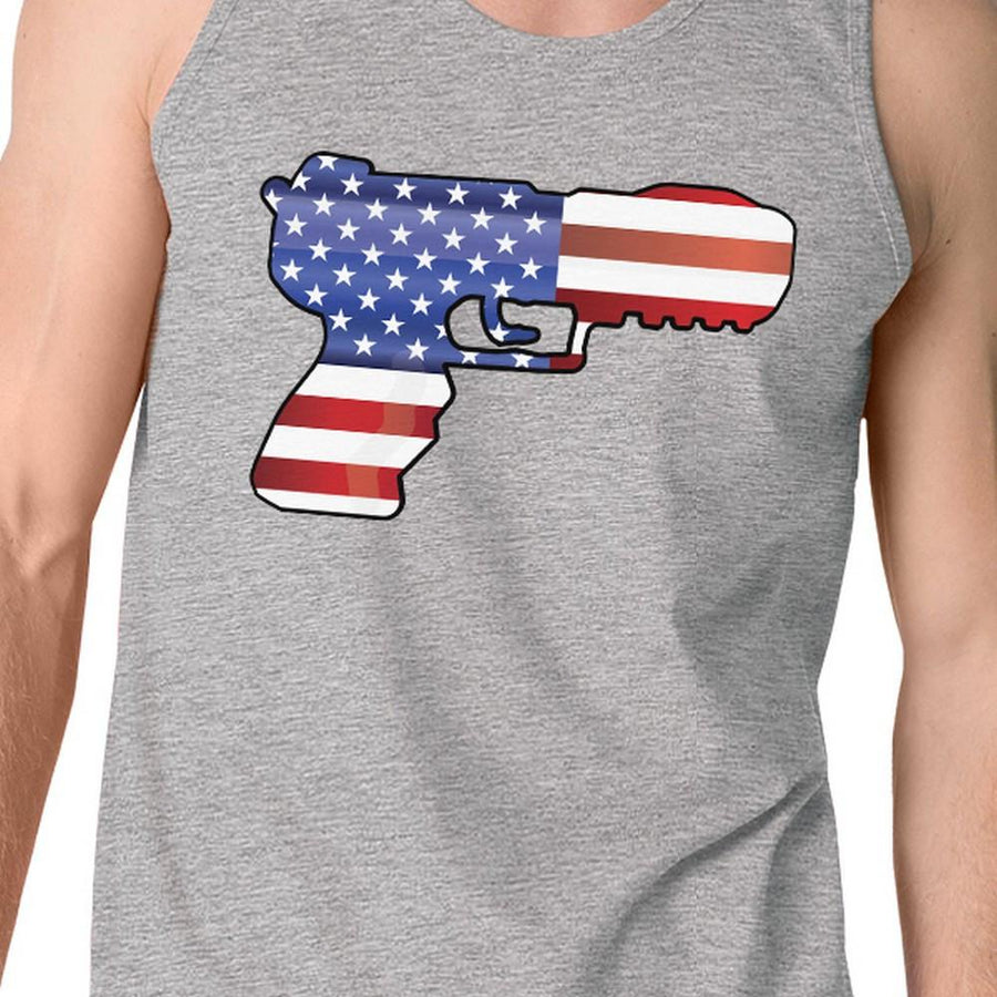 American Flag Pistol Mens Tank Top Unique Gift For Gun Supporters