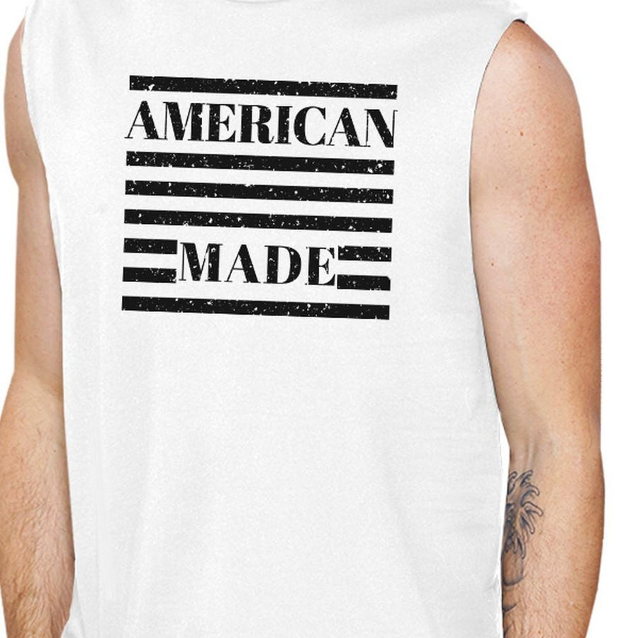 American Made Mens Cotton Muscle Tee 4th Of July Design Graphic Top
