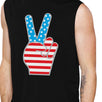 American Flag Cute Peace Sign 4th Of July Muscle Tee For Men Cotton