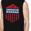 American Warrior Black Crewneck Cotton Graphic Muscle Tanks For Men