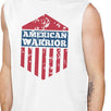 American Warrior White Crewneck Cotton Graphic Muscle Tanks For Men