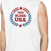 God Bless USA Mens White Cap Sleeve Cotton Muscle Tank Top For Men