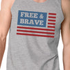 Free & Brave Us Flag Mens Grey Funny Graphic Tanks Crewneck Line