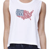 Happy Birthday USA Womens White Crop Top Cute 4th Of July Outfit