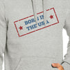Born In The USA Unisex Graphic Hoodie Gray Round Neck Pullover Top