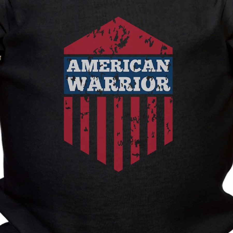 American Warrior Black Cute 4th Of July Black Baby Snap On Bodysuit