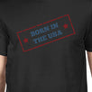 Born In The USA American Flag Shirt Mens Black Graphic Tee Shirt
