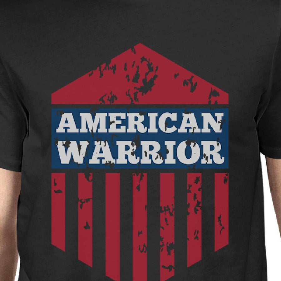 American Warrior Tee Mens Black Cotton Tshirt American Flag Shirt