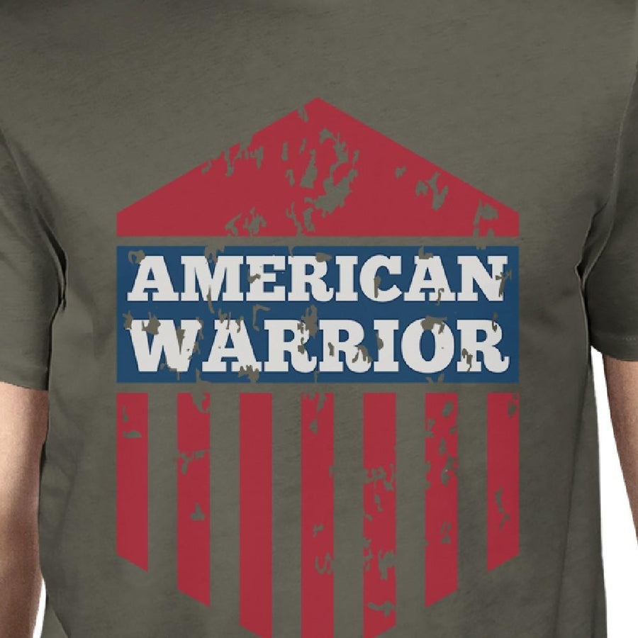 American Warrior Tee Mens Dark Gray Cotton Tee American Flag Shirt