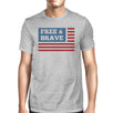 Free & Brave US Flag American Flag Shirt Mens Gray Cotton Tshirt