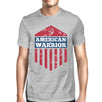 American Warrior Tee Mens Grey Cotton Tshirt American Flag Shirt