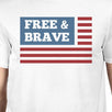 Free & Brave US Flag American Flag Shirt Mens White Cotton Tshirt