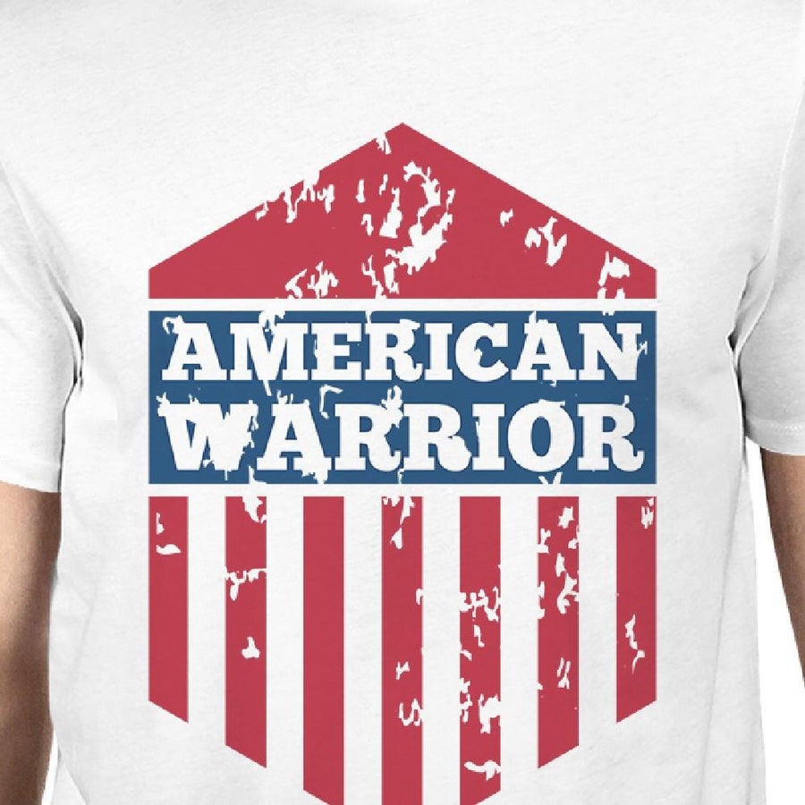 American Warrior Tee Mens White Cotton Tshirt American Flag Shirt