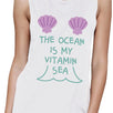 The Ocean Is My Vitamin Sea Womens Crewneck Muscle Tank Top Cotton