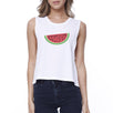Happiness Is Cold Watermelon Womens White Cotton Crop Tee Loose Fit