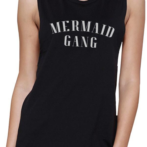 Mermaid Gang Womens Black Funny Saying Muscle Top Cute Summer Gift