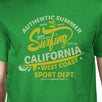 Authentic Summer Surfing California Mens Green Shirt