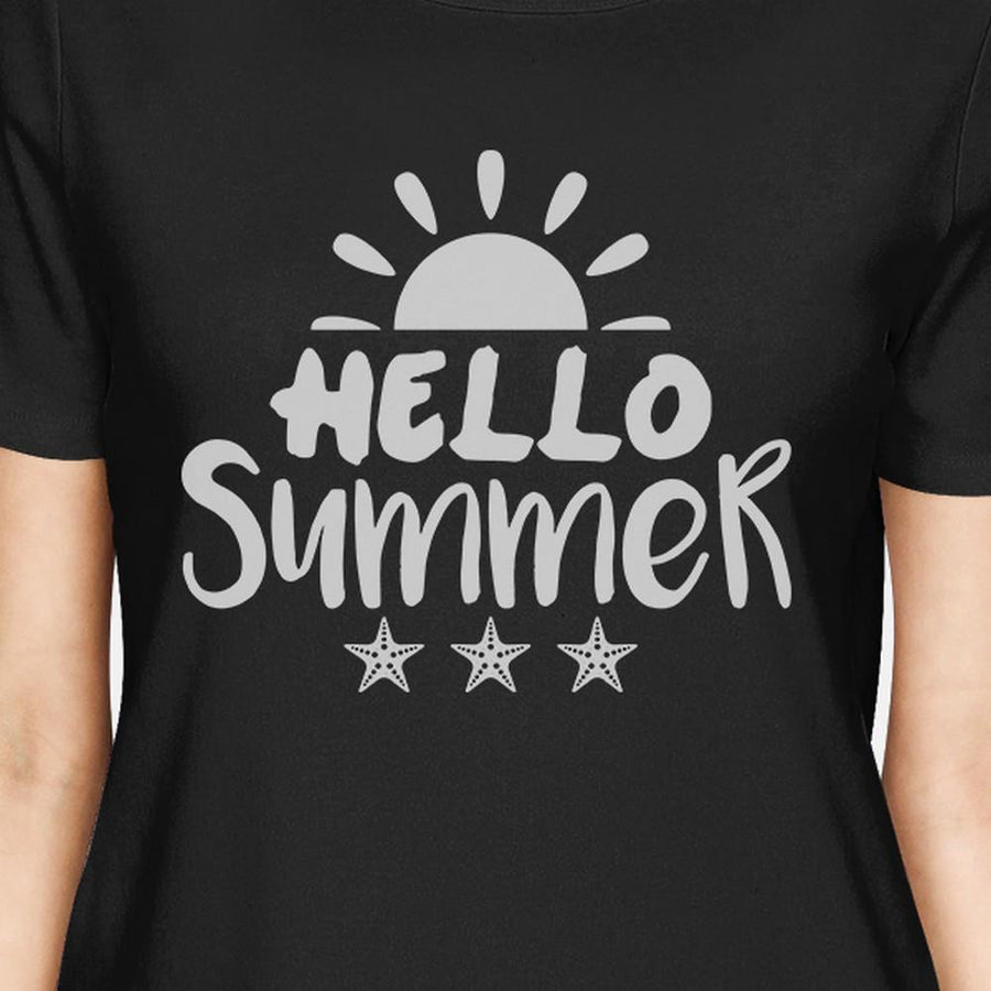 Hello Summer Sun Womens Black Shirt