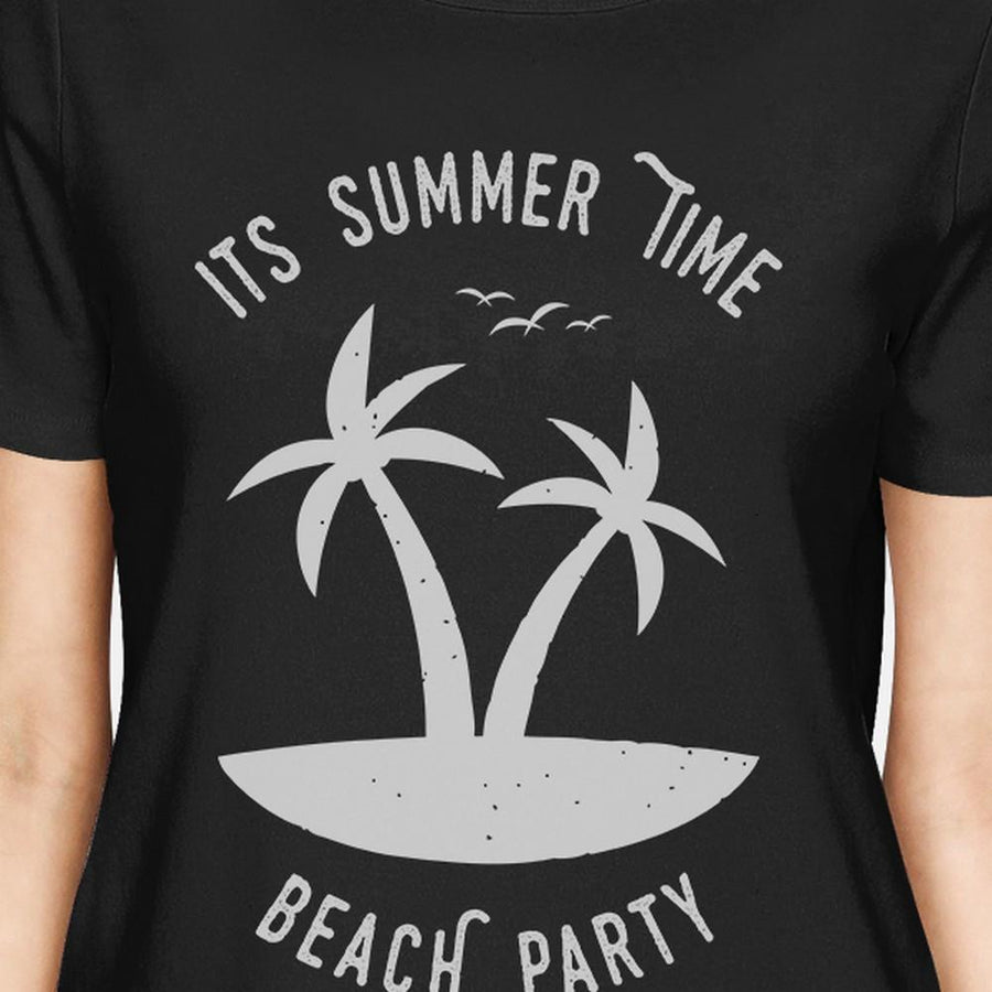 It's Summer Time Beach Party Womens Black Shirt