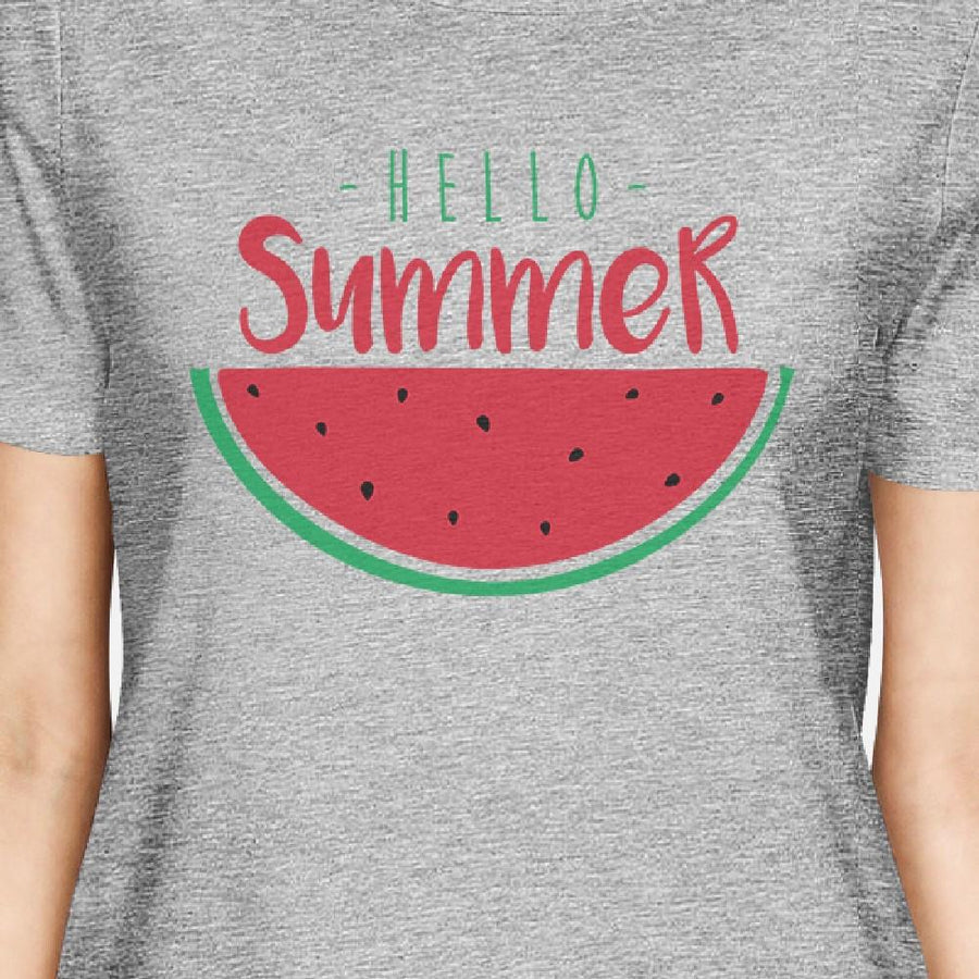 Hello Summer Watermelon Womens Grey Shirt