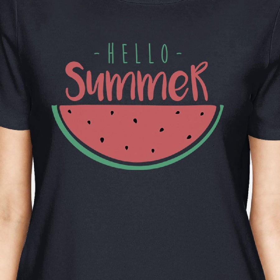 Hello Summer Watermelon Womens Navy Shirt
