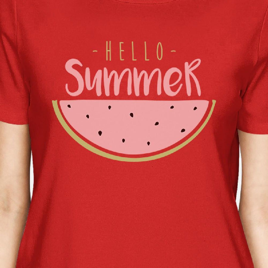Hello Summer Watermelon Womens Red Shirt