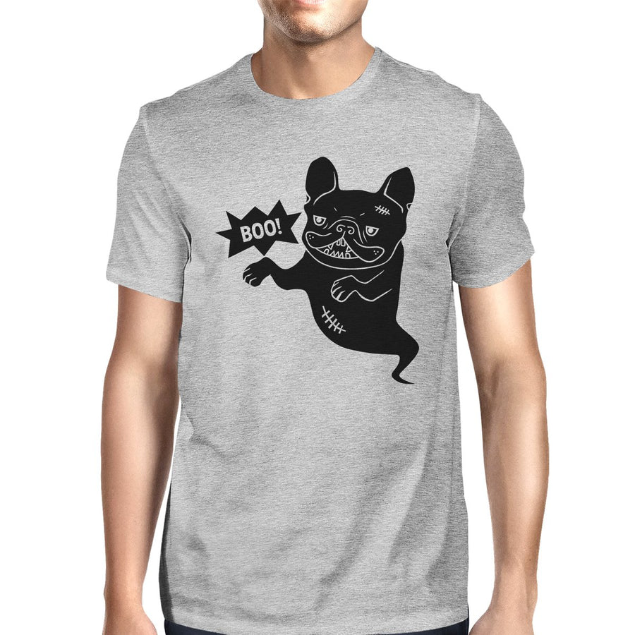 Boo French Bulldog Ghost Mens Grey Shirt