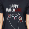Happy Hallowine Ghost Wine Womens Navy Shirt