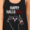 Happy Hallowine Ghost Wine Womens Black Tank Top