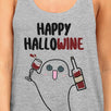 Happy Hallowine Ghost Wine Womens Grey Tank Top
