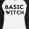 Basic Witch Womens Black And White BaseBall Shirt