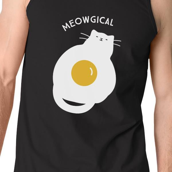 Meowgical Cat And Fried Egg Mens Black Tank Top