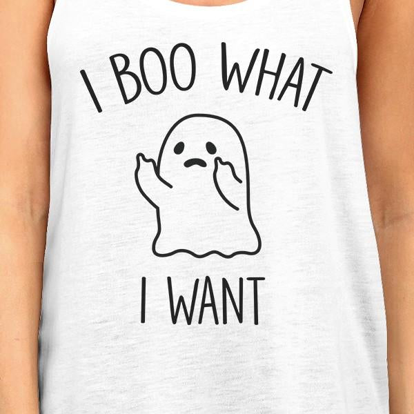 I Boo What I Want Ghost Womens White Tank Top