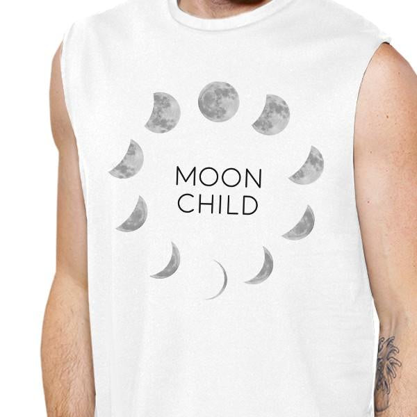 Moon Child Mens White Muscle Top