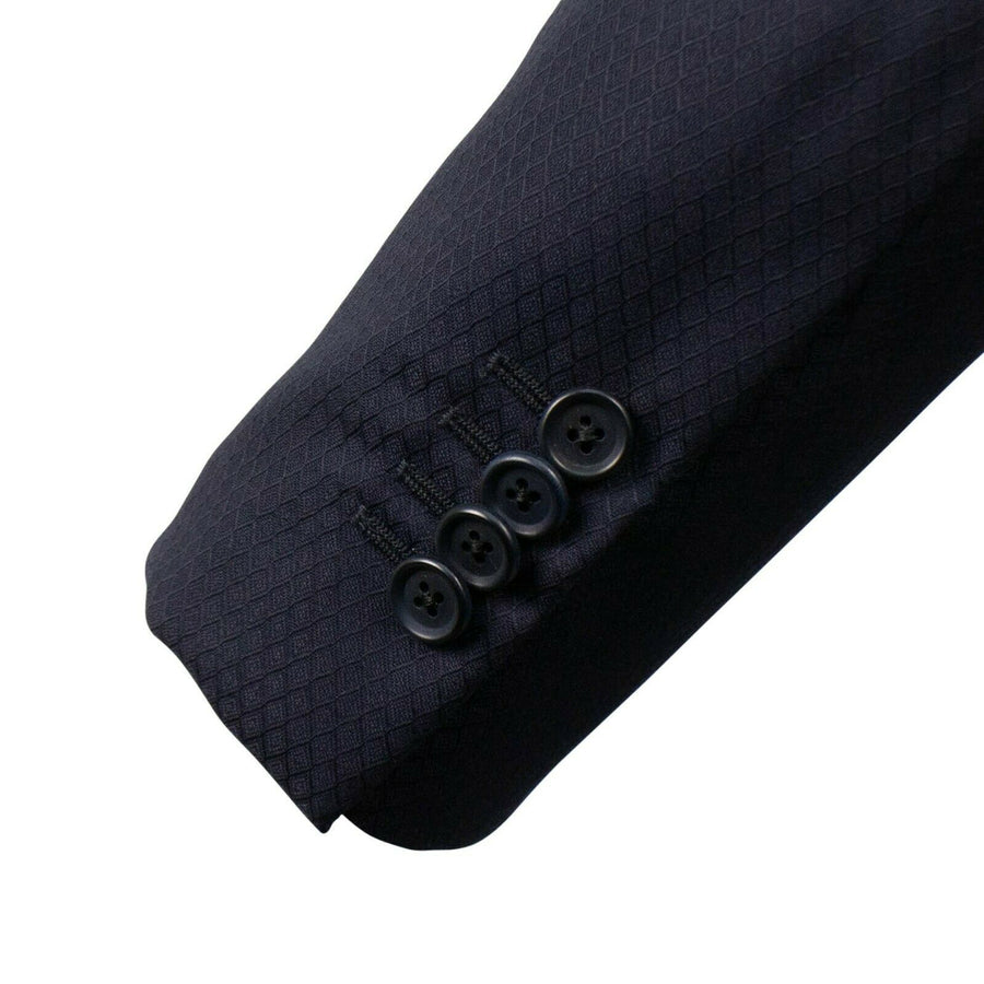 Drop 8 Plaid 3 Roll 2 Button Wool Blend Sport Coat - Navy Blue