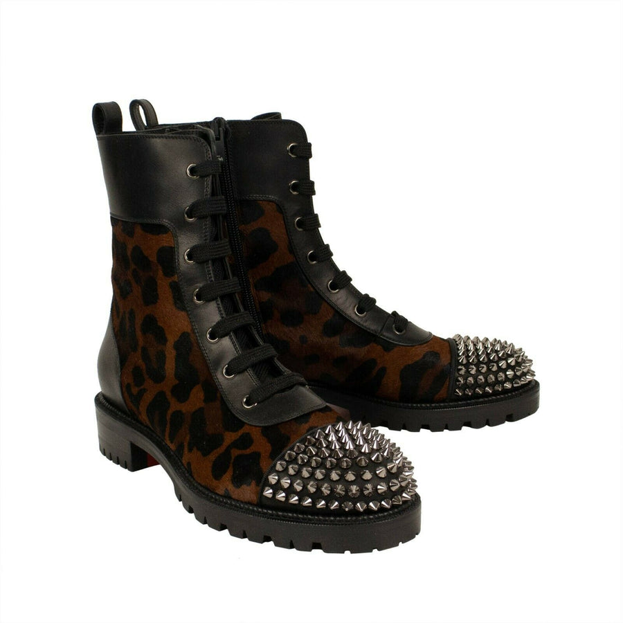 'TS Croc' Leopard Booties - Black