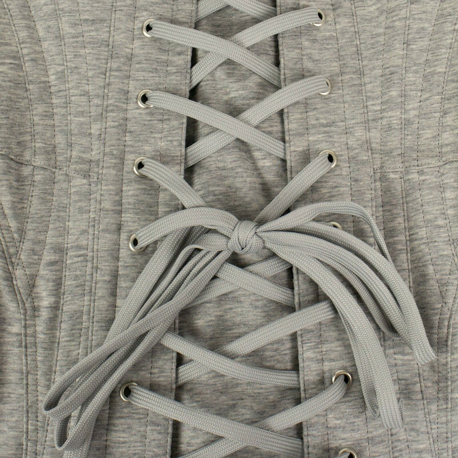 Cotton Corset Bodice Short Sleeve Top - Gray